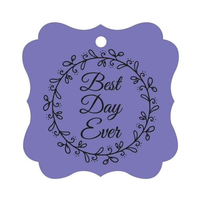 Darling Souvenir Custom Best Day Ever Wedding Party Tags Leaf Wreath Hang Tags-Lavender-50 Tags