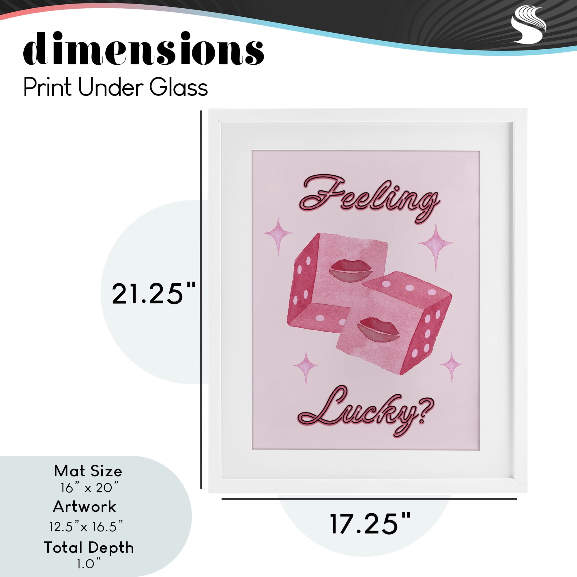Feeling Lucky? Dice White Framed Print Under Glass, design by Nina Jacobs