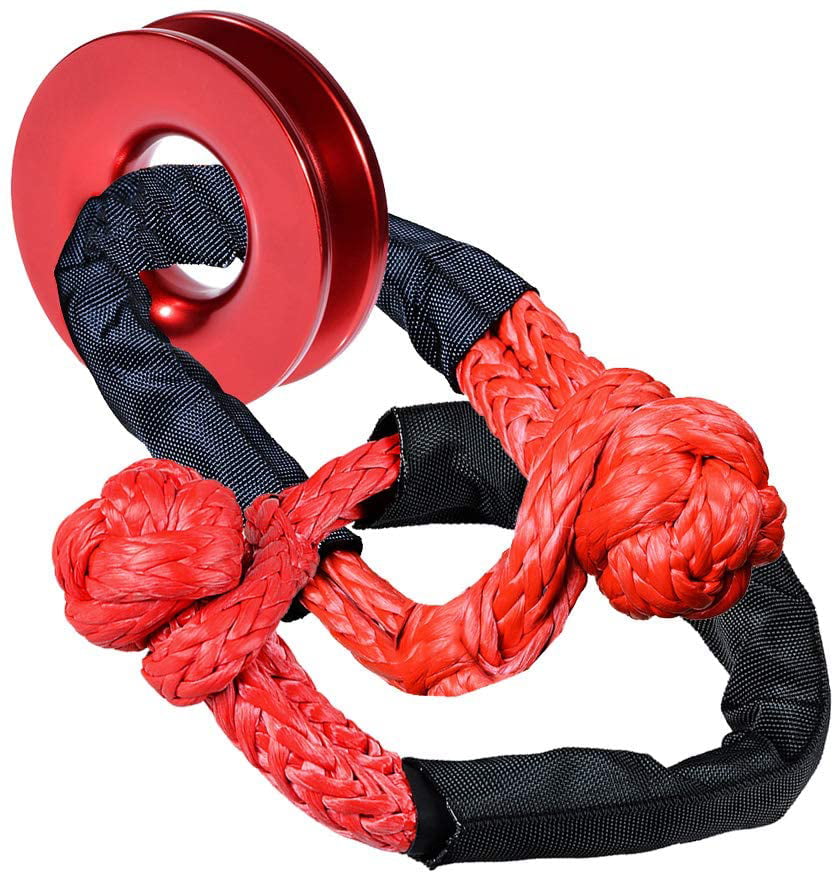 Recovery Snatch Ring RED 2PCS UHMWPE 1/2 inch Synthetic Soft Shackle Red/Black Rope with Protective Sleeve for Sailing SUV ATV UTV 4X4 Towing Truck Climbing Boating 
