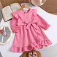 thumbnail image 2 of vigerkar Toddler Girls Dress Kids Ruffles Sleeveless Casual Dresses Little Girls Summer Beach Sundress 2-10Y (Pink, 7-8 Years), 2 of 7