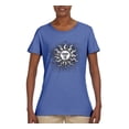 thumbnail image 2 of Wild Bobby Radiating Sun Puff Print Fashion Womens Graphic Tee, Light Blue, Large, 2 of 6
