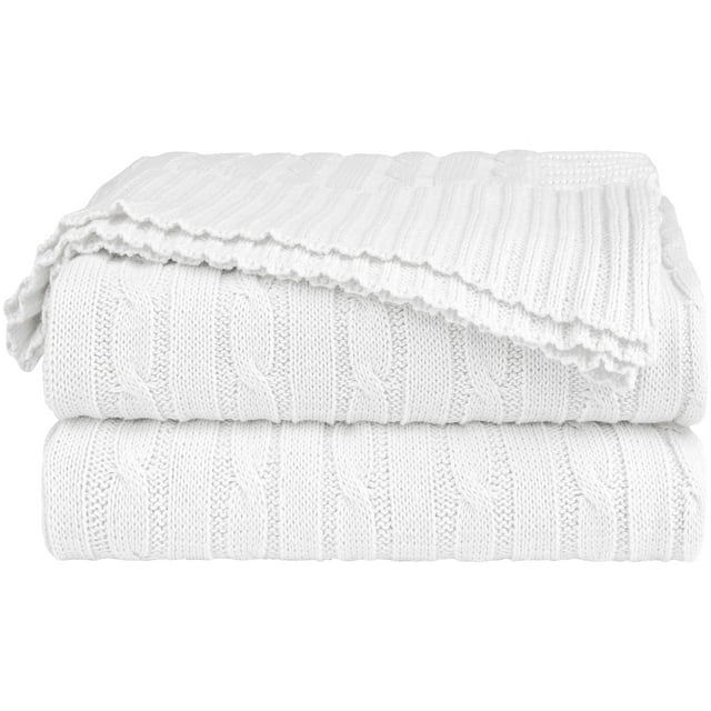 Unique Bargains Cotton Blanket Decorative Cable Knitted Throw Soft Knit Blankets