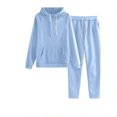 thumbnail image 5 of QATAINLAV Womens Oversized Sweatshirt 2 Piece Outfits Solid Color Casual Hoodie and Joggers Sweatsuit Sets with Pockets, Blue, XXL, 5 of 7