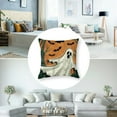 thumbnail image 5 of Happy Halloween Decorative Throw Pillow CoversTrick or Treat Spooky Ghost Boo Orange Black Outdoor Pillowcase, Skull Spider Web Bat Funny Holiday Cushion Case Home Decor, 5 of 7
