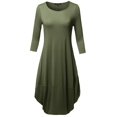 thumbnail image 1 of Women's Casual 3/4 Sleeve Bubble Midi Dress with Pocket Made in USA, 1 of 4