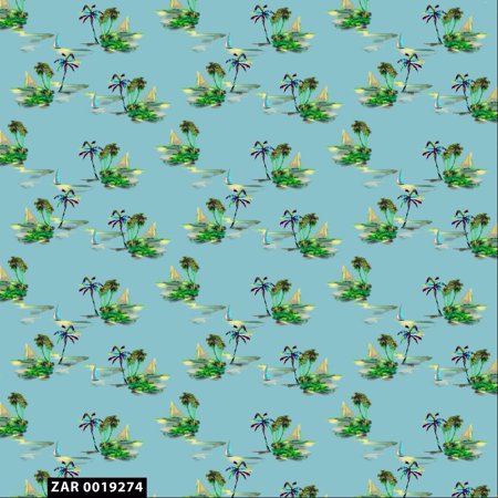 FREE SHIPPING!!! Conversational Tropical Island 100% Cotton Quilting Fabric for DIY Projects by the Yard - (Sea Blue, Green, Yellow and Purple)