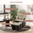 thumbnail image 4 of Nursery Glider Rocking Chair with Ottoman, Thick Padded Cushion Seating and Wood Base, Cream White, 4 of 8