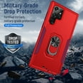 thumbnail image 2 of Nalacover Heavy Duty Case for Samsung Galaxy S22 Ultra with Rotated Ring Holder Kickstand Bracket, Military Grade Rugged Cover with Magnetic Car Mount TPU Shockproof Lens Protective Case, Red, 2 of 9