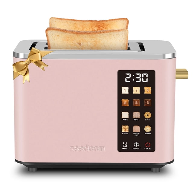 Tostadora SEEDEEM para 2 rebanadas con pantalla táctil 900W color durazno