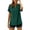 Green, variant on 2026 Summer Notch V Neck Lace Patch Short Sleeve T-Shirt, Roll Cuff Loose Casual Flowy Tunic Top