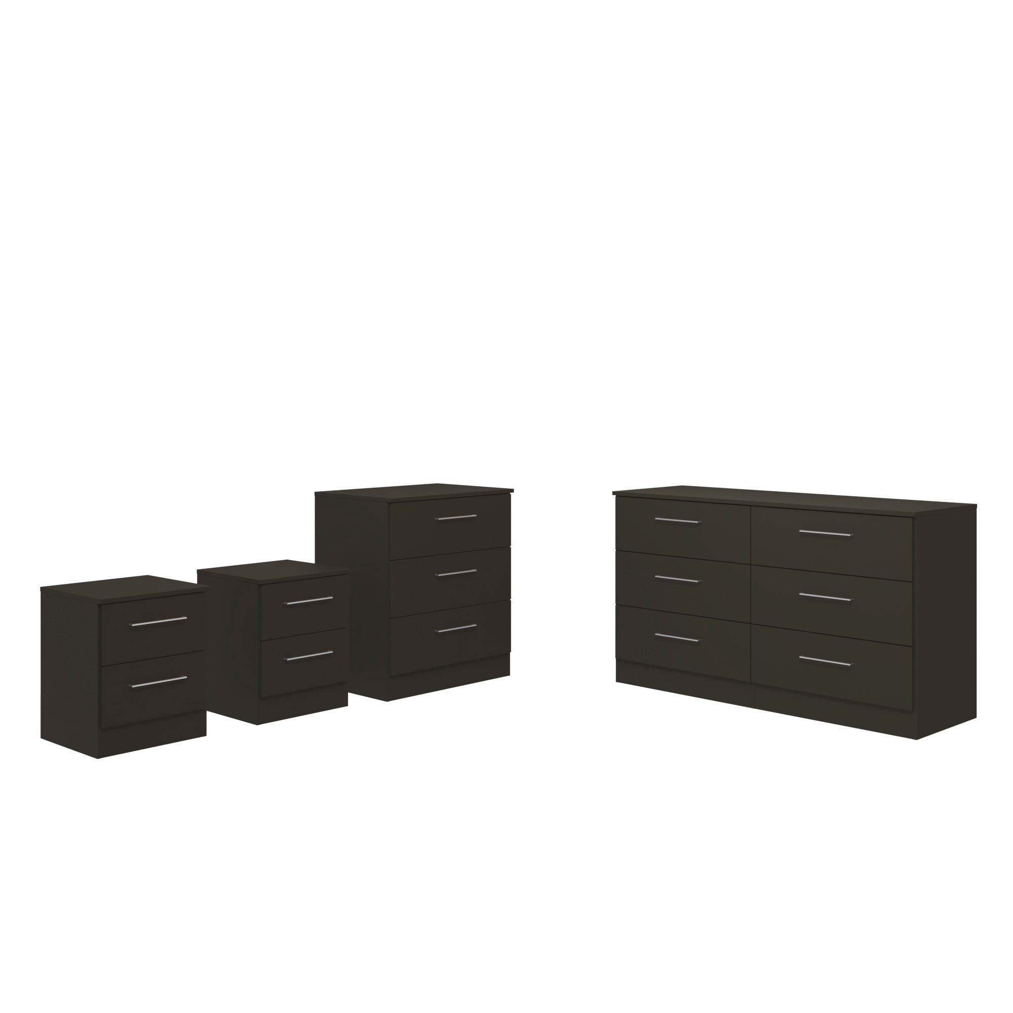 Kappesberg Foster Black 4-Piece Bedroom Set – Dresser, Chest & 2 Nightstands, 50.3"W - for Adults and Teens