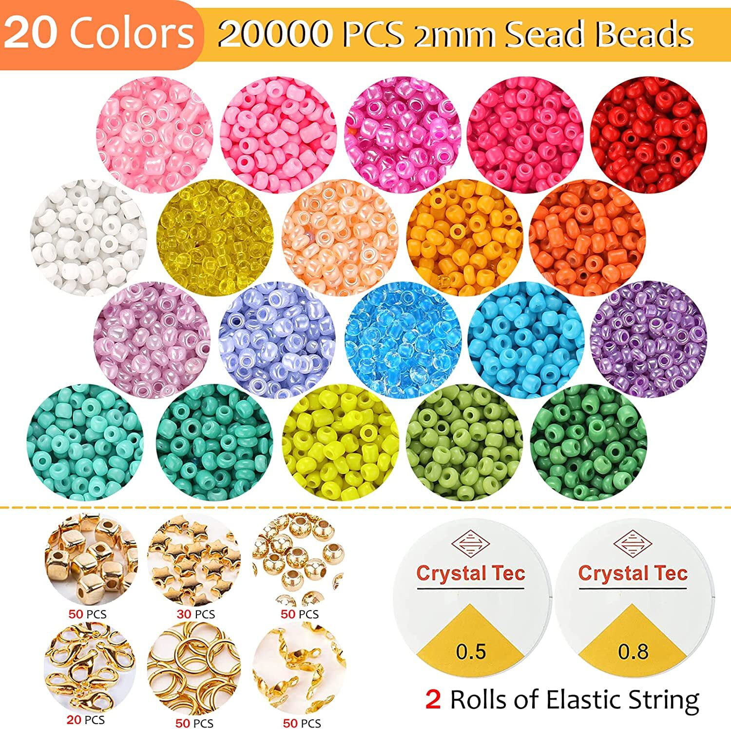 Funtopia Bracelet Making Kit, Glass Seed Beads for Jewelry Making Kit, 60 Colors 21600 Pcs+ Friendship Bracelets Kit with Letter Beads for DIY, Art