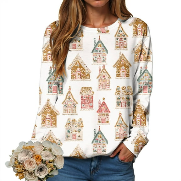 Gibobby Christmas Sweatshirts for Women Glitter Patch Merry Christmas Letter Print Sweater Embroidered Striped Pullover Tops(S,White)