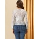 thumbnail image 5 of INSPIRE CHIC Blusa con botones y manga larga de encaje floral semitransparente con cuello cuadrado para mujer blanco S, 5 of 6