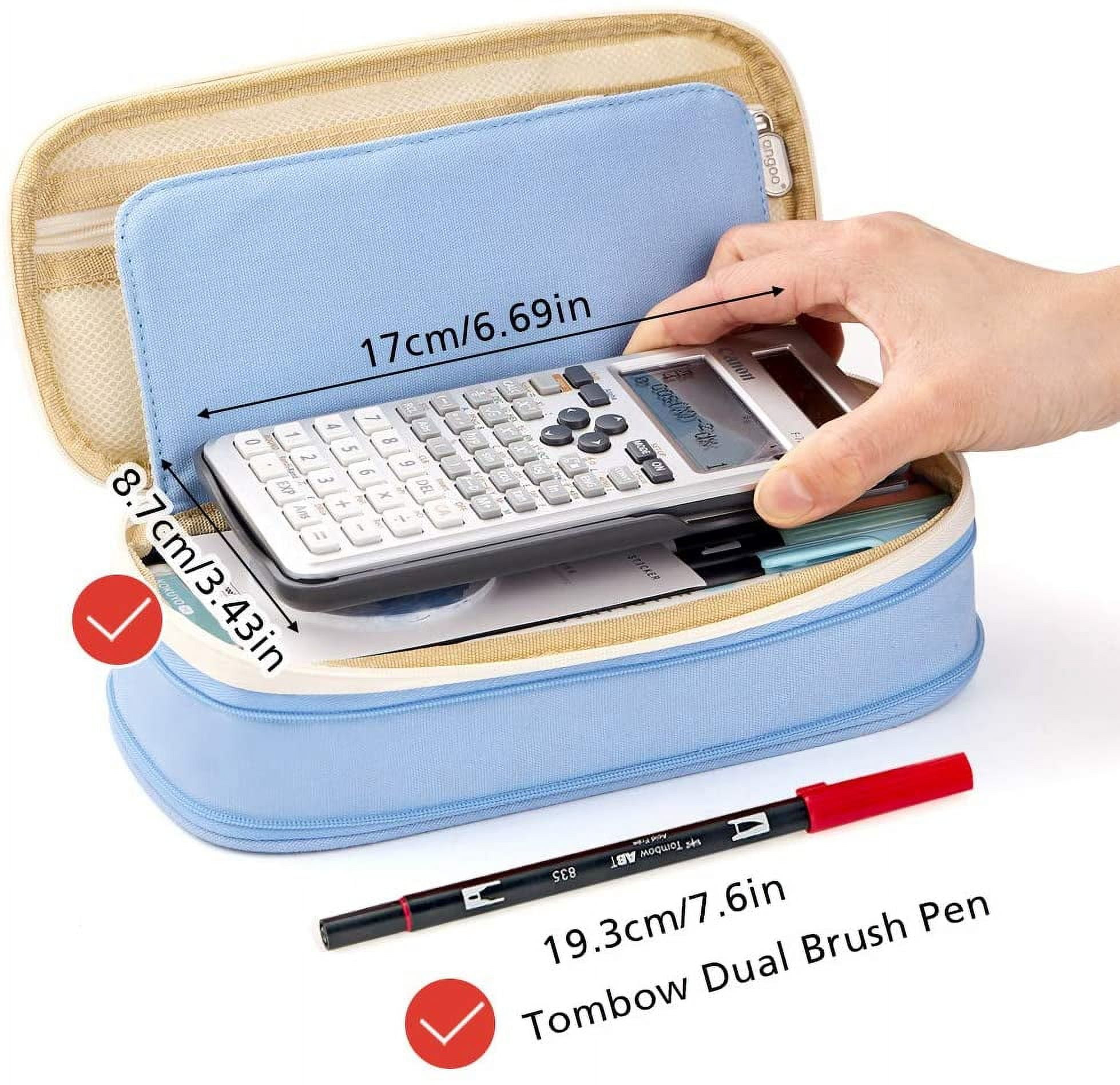 EASTHILL Big Capacity Pencil Pen Case Office College School Large Storage  High Capacity Bag Pouch Holder Box Organizer Light Blue 