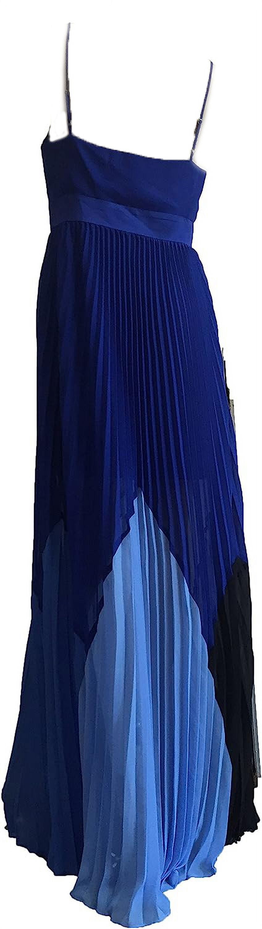 Bcbgmaxazria Evelyne Pleated Print-Blocked Maxi Dress 6, Women's, Blue