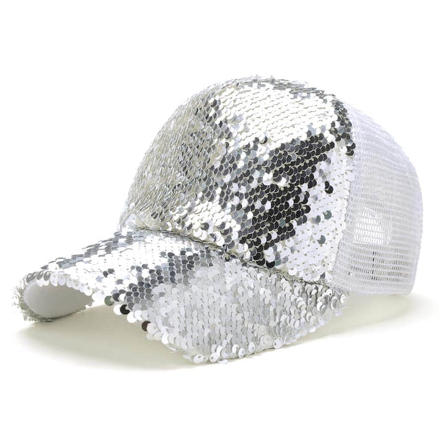 pitrice Adjustable Sequin Baseball Cap Sunshade Net Cap for Outdoor Activity