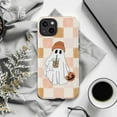 thumbnail image 6 of Cute Ghost Halloween Phone Case, Iced Coffee & Pumpkin Illustration, Artistic Protective Cover for iPhone 17 16 15 14 13 12 11 Plus Pro Max Mini, 6 of 6