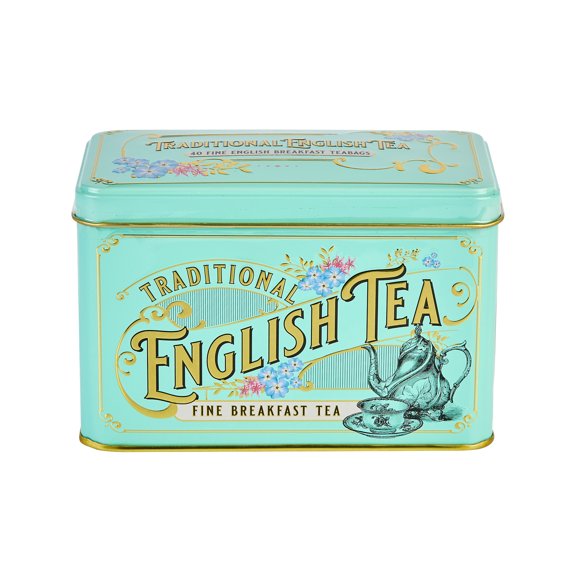 New English Teas Vintage Victorian Tea Tin with 40 English Breakfast Teabags