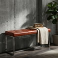 thumbnail image 3 of Cortesi Home Livio Contemporary Narrow Tufted Bench, Brown Leather like Vinyl, 3 of 8