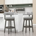 thumbnail image 3 of Gymax Upholstered Swivel Round Seat Bar Height Stools, Gray (Set of 4), 3 of 8