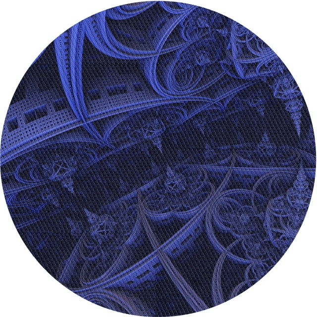Ahgly Company Tapis Rond Lavable en Machine Intérieur Transitionnel Bleu Nuit, 6 Pieds Rond