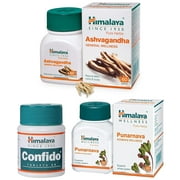 Himalaya Ashvagandha - General Wellness Tablets, 60 Tablets | Stress Relief | Rejuvenates Mind & Body & Confido Tablets -(Tribulus) 60 Counts & Punarnava Tablets - 60 Count