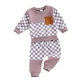 thumbnail image 2 of Musuos Baby Boy 2 Piece Outfits 6 12 18 24M 3T Plaid Long Sleeve Sweatshirt with Pocket and Elastic Pants for Toddler Fall Clothes, 2 of 10