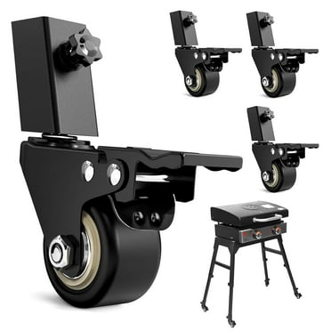 Searglow 3" Caster Wheels for Blackstone Griddle Stand, Heavy Duty Griddle Wheels with Brake for Blackstone 17" & 22" Griddle Stand, 360 Degree Silky Swivel, Griddle Accessories for Blackstone 4 Pack