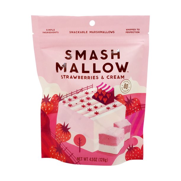 Smashmallow Snackable Marshmallows Strawberries & Cream 4.5 Oz Pack of 2