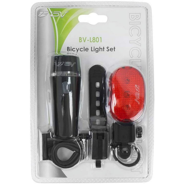 BV Bicycle Light Set Super Bright 5 LED Headlight 3 LED Taillight Quick Release