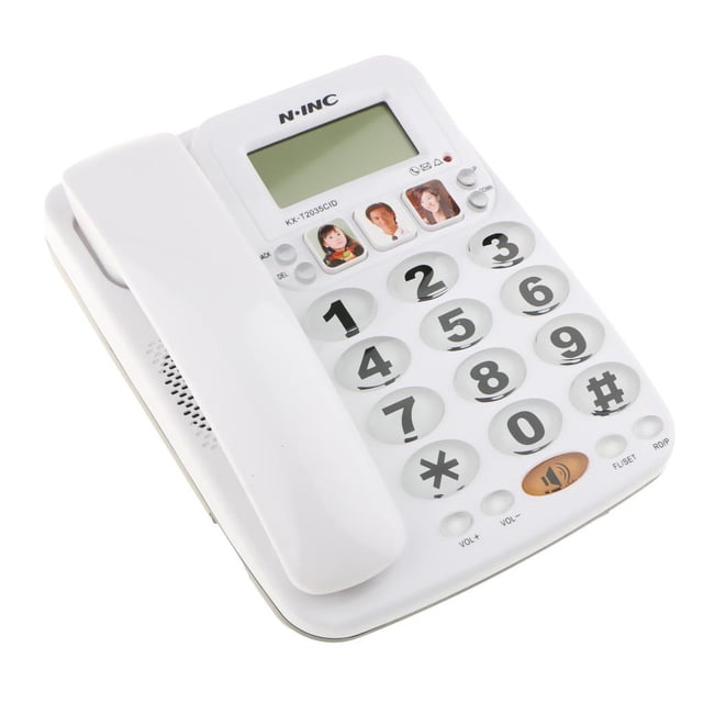 Teléfono con Cable Macarena Identificador de Llamadas Pantalla Teléfono Multifunción Blanco Teléfono de empresa con cable