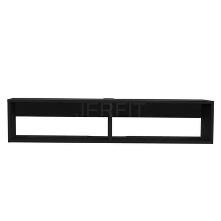 JERFIT Floating TV Stand for Living Room, 55 Inch Wall Mounted Entertainment Center with 2 Open Shelves, Modern TV Console for Flat Screen TVs, Black