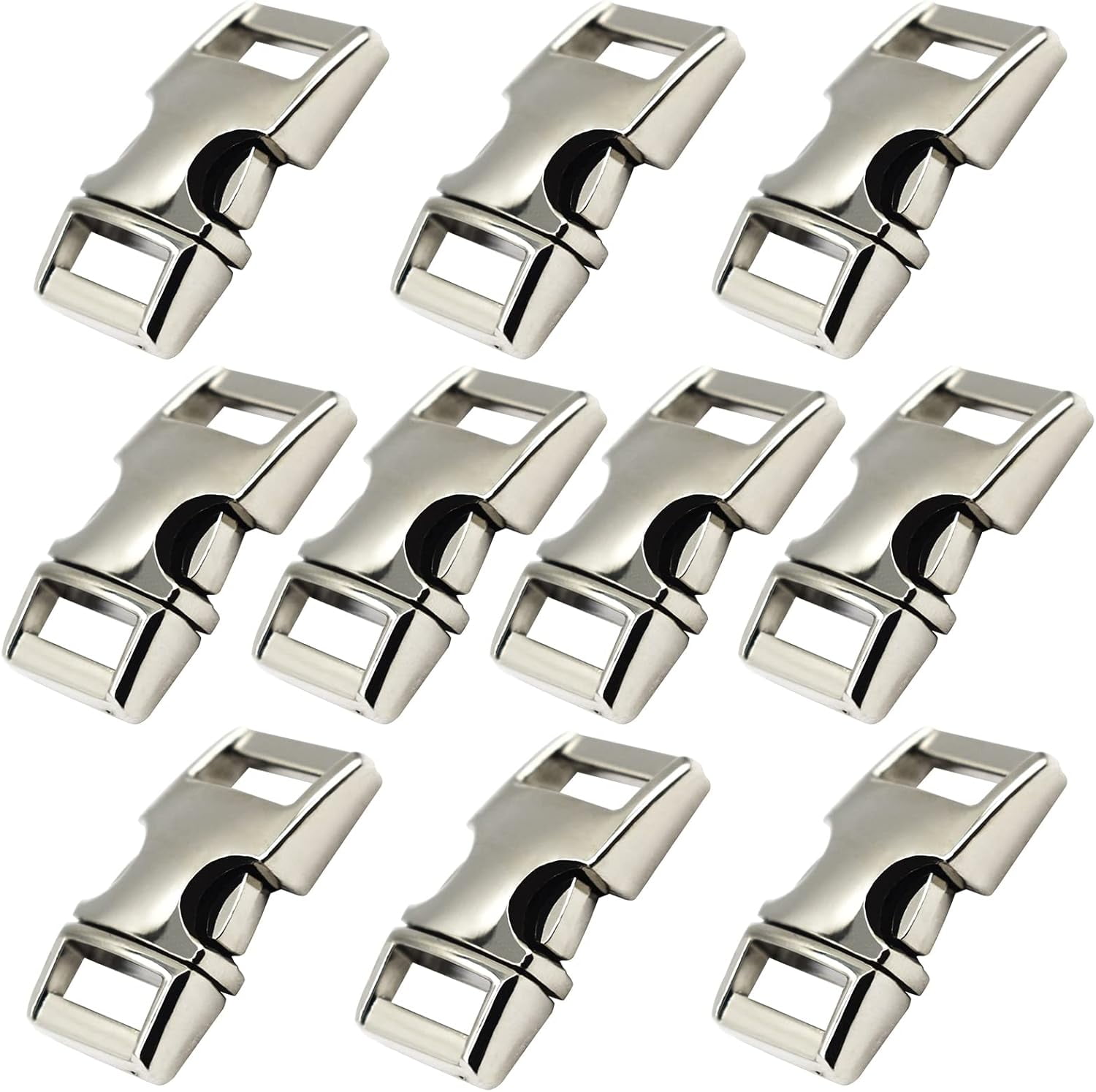 ABCISI 10 pcs 3/8 inch Buckles Quick Side Release Clips, Webbing Buckle Paracord Bracelet Clip Clasps for Leather Strap, Dog Collars, Harnesses, Belt, Backpack, Purse - Gun Black