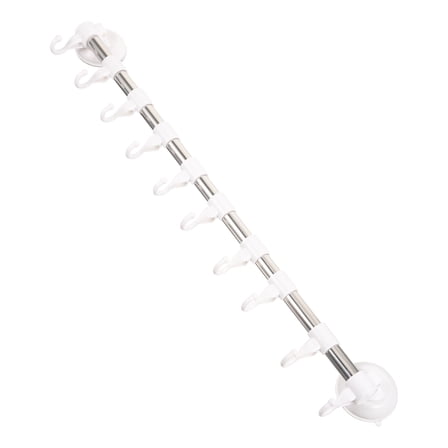Yardwe Adjustable Wall Mounted Towel Bar White Suction Cup Rack with Hooks