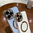 thumbnail image 5 of for iPhone 14 Pro Case, [Compatible with MagSafe] Magnetic Luxury Plating Gold Cover Built-in Camera Lens Protector Shockproof Protective Slim Phone Case for iPhone 14 Pro, Gold, 5 of 6