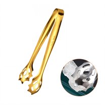 FACEGA Metal Tongs,Cut-Out Claw 304 Stainless Steel Stainless Steel Tongs,U Pattern Holder 5.5" Tongs for Cooking,For Pick Up, Sugar Cubes, Milk Balls,Gold