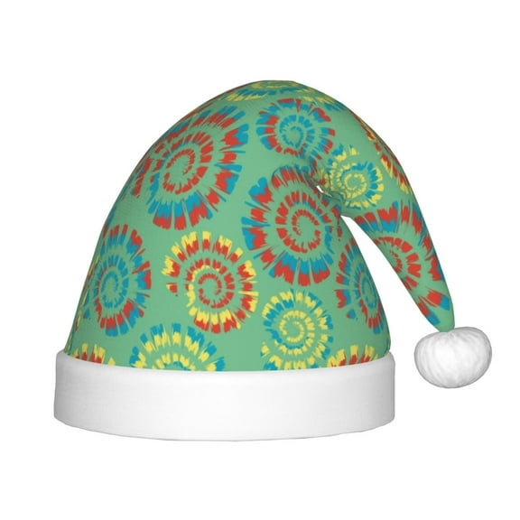 Rateoe Colourful Tie Dye Santa Hat Confortable Christmas Hat for Christmas Party Favors Fit for Kids