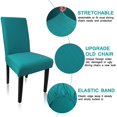 thumbnail image 2 of Stretch Dining Chair Covers, Jacquard Rhombus Dining Chair Slipcover, Removable Washable Furniture Solid Color Chair Protect Cover for Kitchen Hotel Table Banquet (4 Per Set, Peacock Blue), 2 of 6