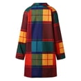 thumbnail image 5 of Women Fall Jacket Rainbow Plaid Wool Coat Fashion Long Sleeve One Button With Pocket Trendy Coat, 5 of 9
