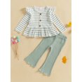 thumbnail image 2 of Suealasg 2Pcs Toddler Baby Girls Spring Long Pants Set Long Sleeve Striped Peplum Tops Flare Pants 1T 2T 3T 4T 5T Kids Valentine's Day Outfits, 2 of 7
