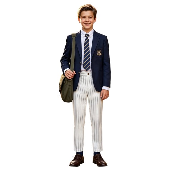 Ticikt Kids Formal Suit Pants, Straight Leg Uniform Trousers for Students Stage Show & Daily School Wear,White