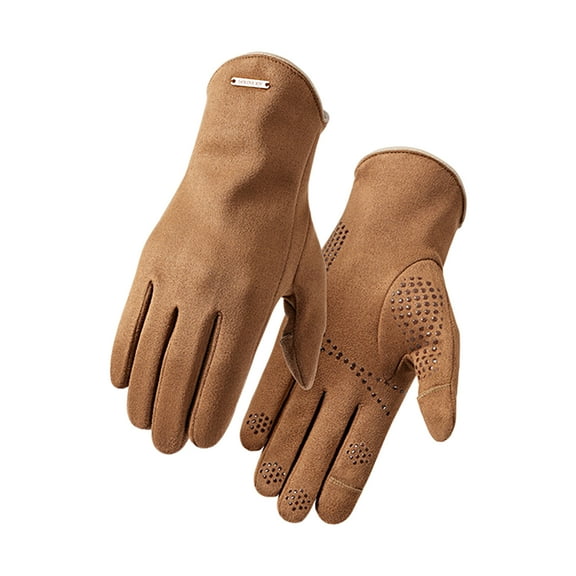 UDIYO 1 Pair Men Gloves Showable Fingertips Windproof Warm Solid Color Fine Stitching Running Gloves for Outdoor