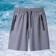 thumbnail image 5 of Ceisia Men's Summer Solid Color Quick-Dry Casual Shorts with Elastic Drawstring Waist Zippered Pockets 5/8 Length Sports Pants Gray Gifts for Father 2X, 5 of 5