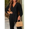 thumbnail image 3 of PRETTYGARDEN Women's Fall Jumpsuits Dressy Casual Pants Romper Spring Long Sleeve V Neck Belt Pockets One Piece Outfits, 3 of 7