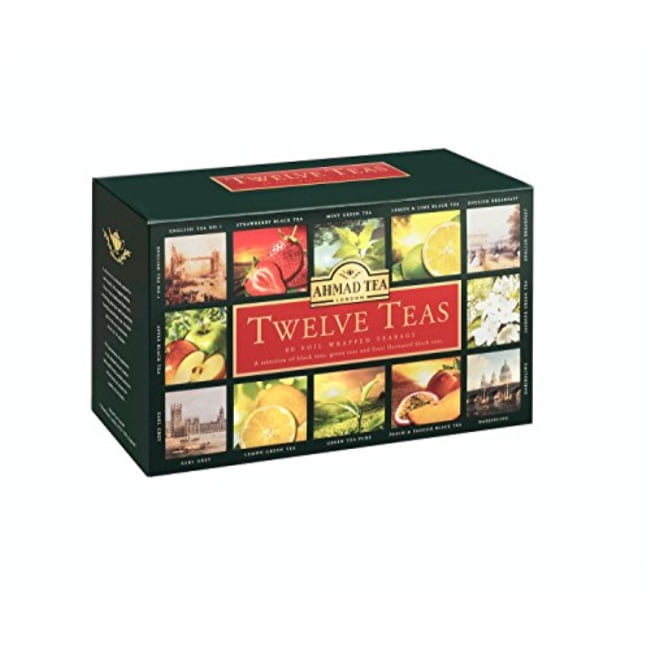 ahmad tea twelve teas variety gift box, 60 foil enveloped teabags