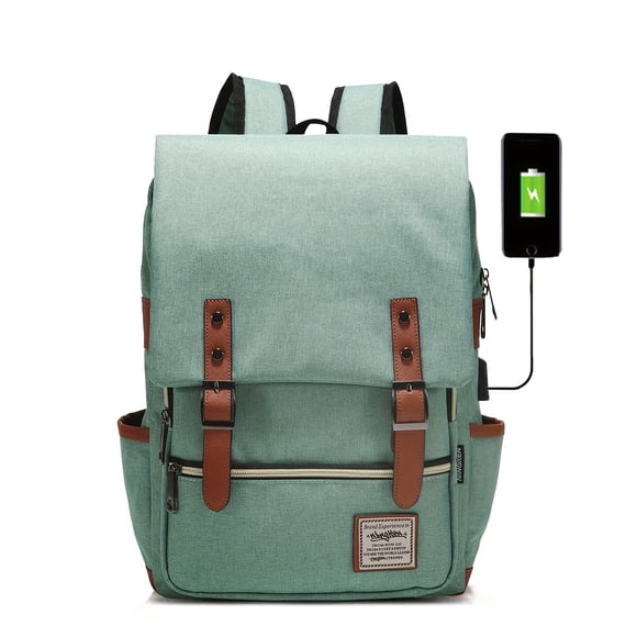 1 Pce Sac à Dos Vintage pour Ordinateur Portable avec Port de Chargement USB, Sac à Dos de Voyage Imperméable, Sac à Dos Décontracté, Cartable pour Hommes et Femmes, Convient aux Ordinateurs Portables de 15,6 Po, Sac à Dos Preppy Polyvalent pour Étudiants Universitaires et Élèves du Secondaire