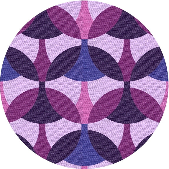 Ahgly Company Machine Washable Indoor Round Transitional Dark Magenta Purple Area Rugs, 7' Round