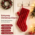 thumbnail image 5 of 1 Pack Red Striped Plush Christmas Stocking, Faux Fur Cuff Large Capacity Xmas Hanging Stocking, Washable Reusable Festive Gift Pouch for Fireplace & Christmas Tree Holiday Decoration, 5 of 7