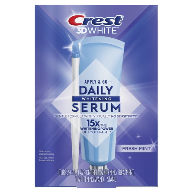 Crest 3DWhite Daily Whitening Serum Fresh Mint, Leave-on Teeth Whitening Treatment